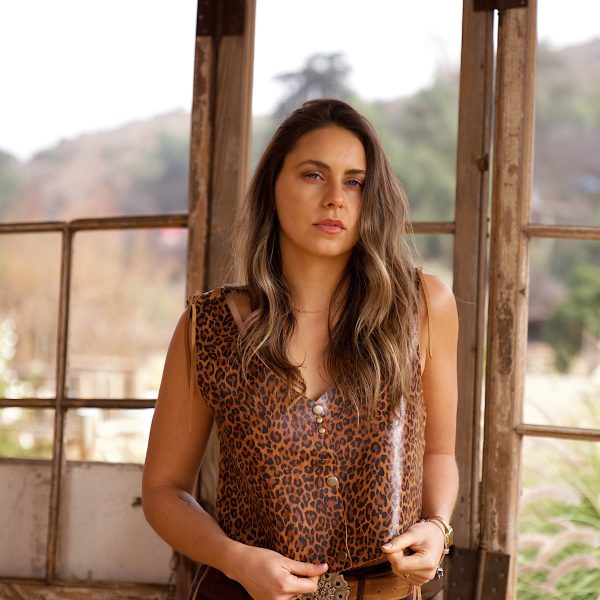 Gilet cuero print