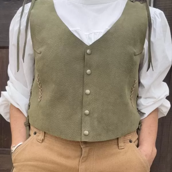 Gilet cuero olivo